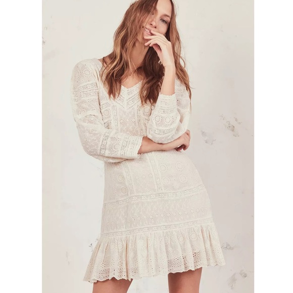 LoveShackFancy Dresses & Skirts - LOVESHACKFANCY Cheri Cream Eyelet Mini Dress